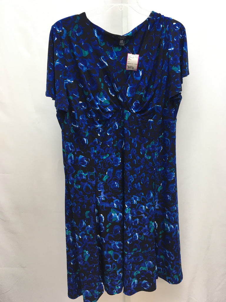 Size 22W Chaps Black/Blue Short Sleeve Dress