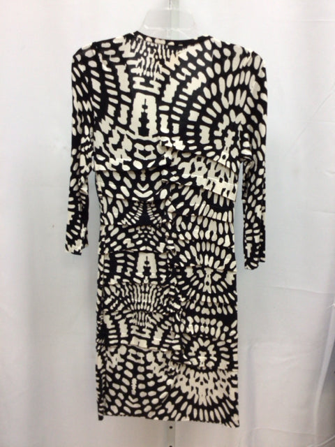 Size Large Artelier Black/Cream Long Sleeve Dress