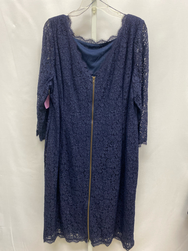 Size 22W adrianna papell Navy Long Sleeve Dress