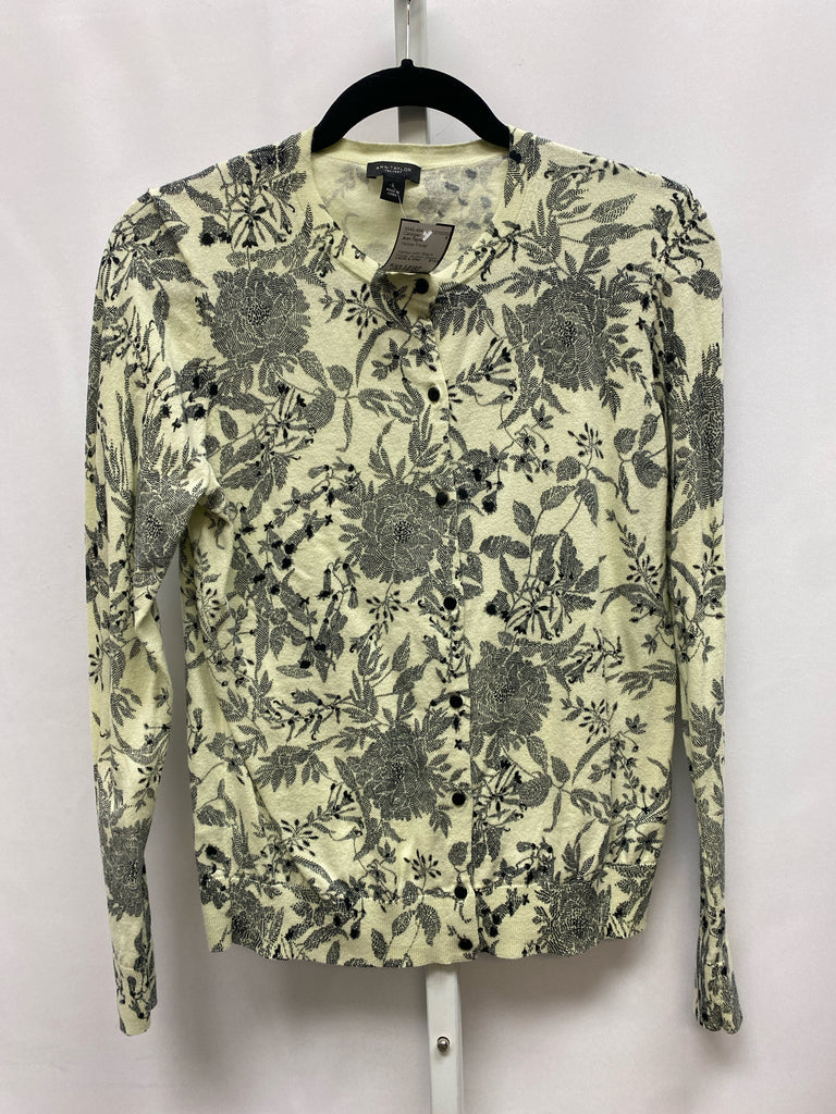 Ann Taylor Size Large Yellow Floral Cardigan