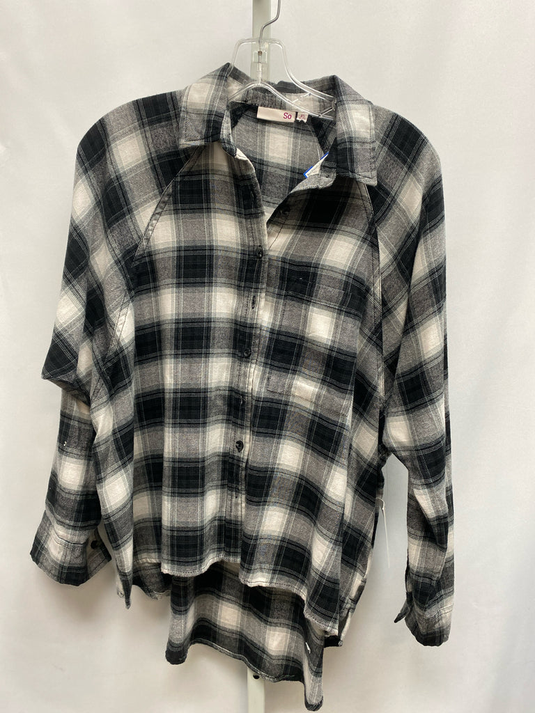 SO Size XS Black Plaid Long Sleeve Top