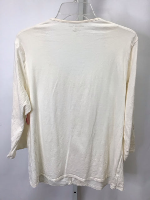 Coldwater Creek Size Large Cream 3/4 Sleeve Top