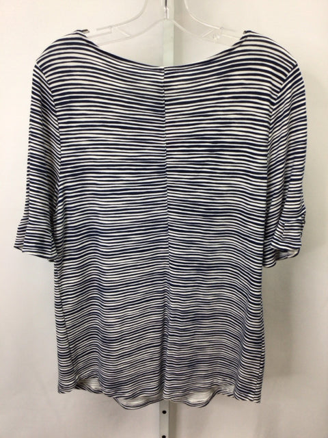 Ann Taylor Size Large Navy/White 3/4 Sleeve Top