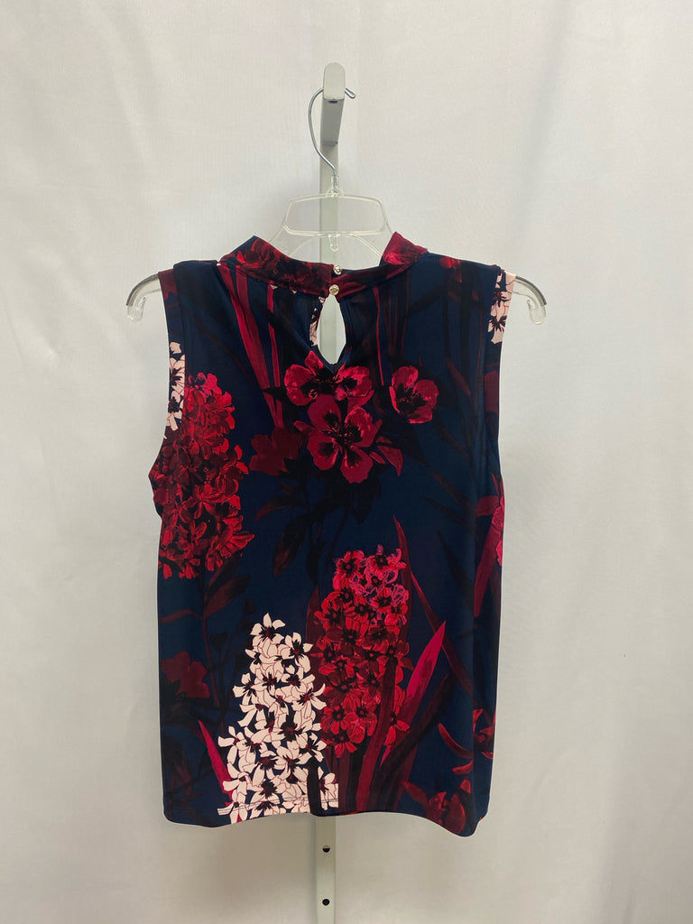 Tommy Hilfiger Size Large Navy Floral Sleeveless Top
