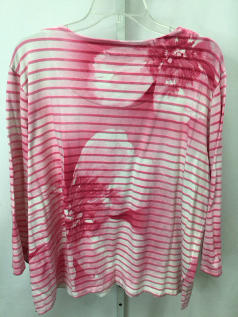 Alfred Dunner Size 2X White/Pink 3/4 Sleeve Top