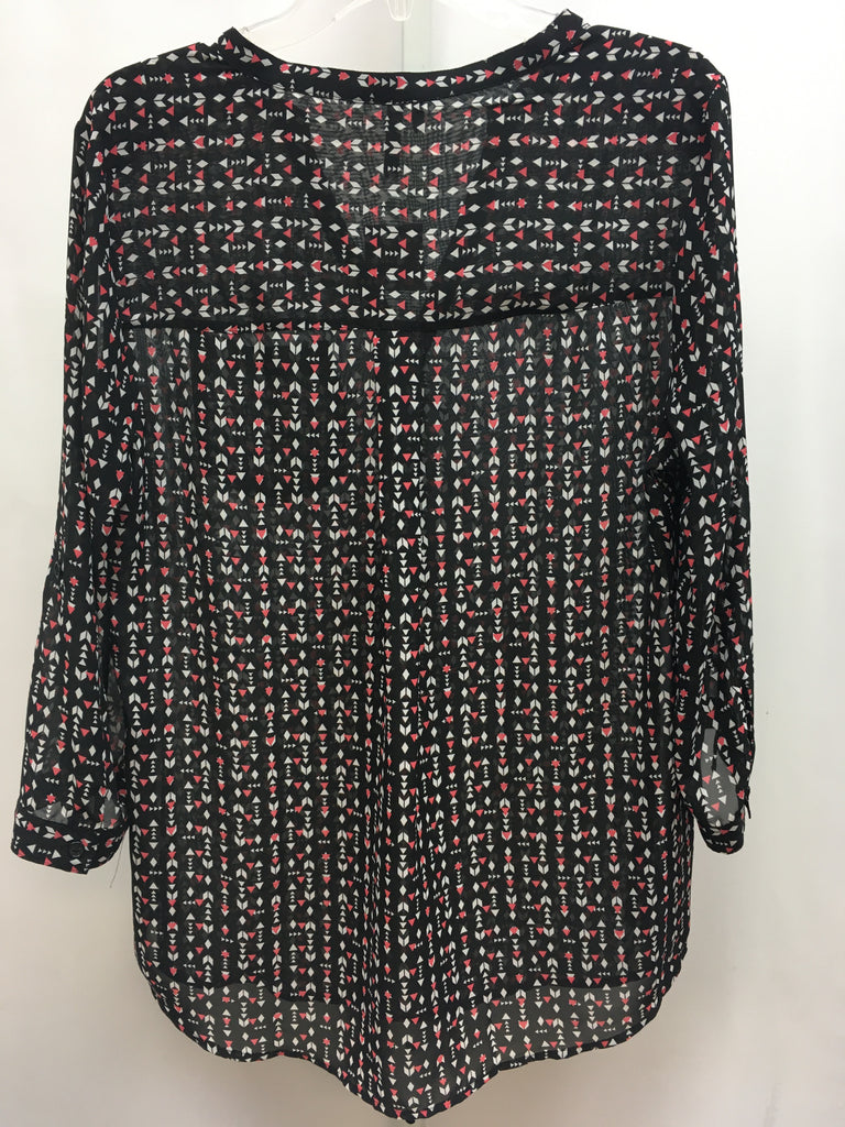 Maurices Size Large Black Print 3/4 Sleeve Top