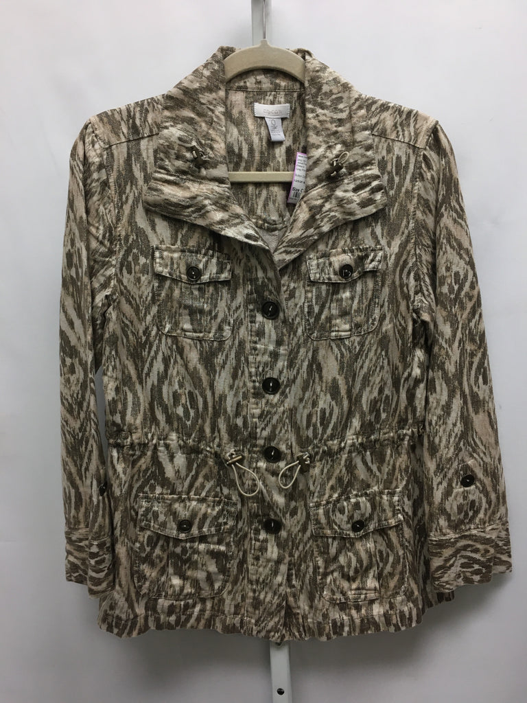 Chico's Size Chico's 0 (S) Gray Print Jacket/Top