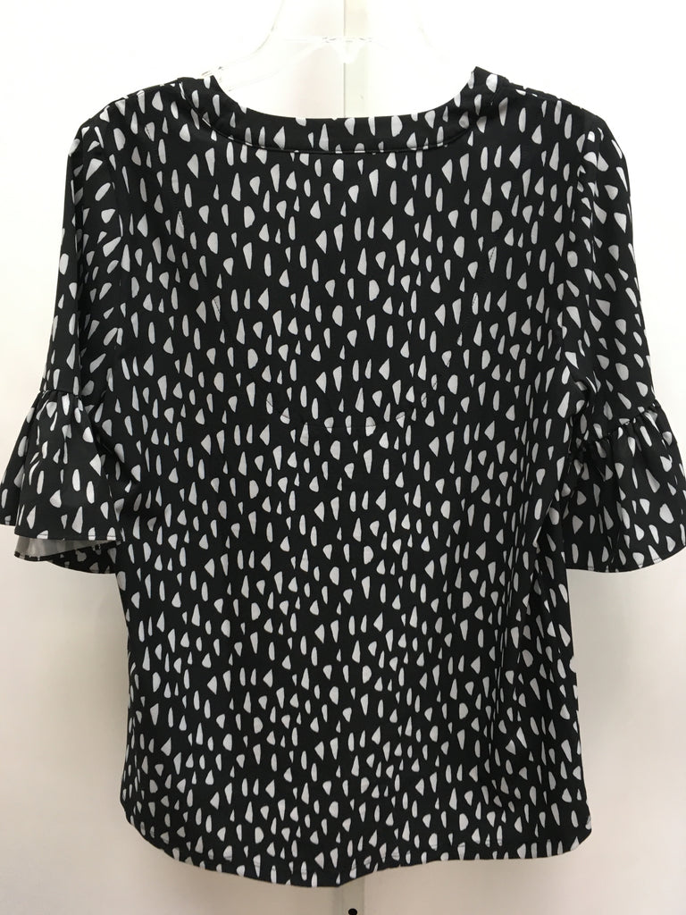 Chico's Size 6 Black/Gray 3/4 Sleeve Top