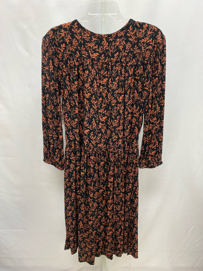 Size Medium Caslon Black Print Long Sleeve Dress