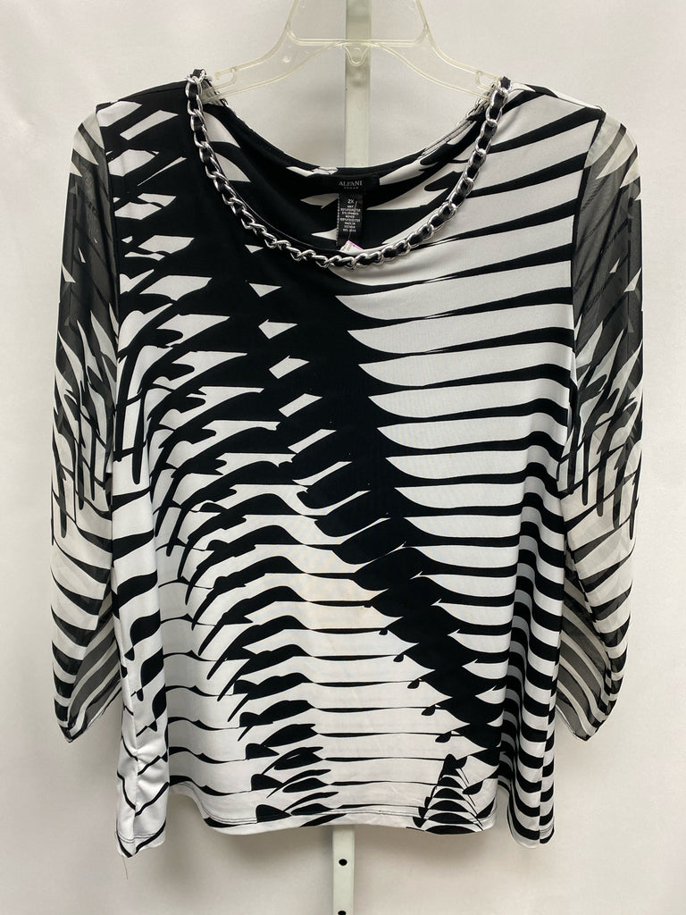 Alfani Size 2X Black/White 3/4 Sleeve Top