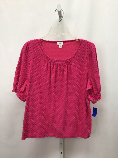 JCrew Size Large Hot Pink 3/4 Sleeve Top