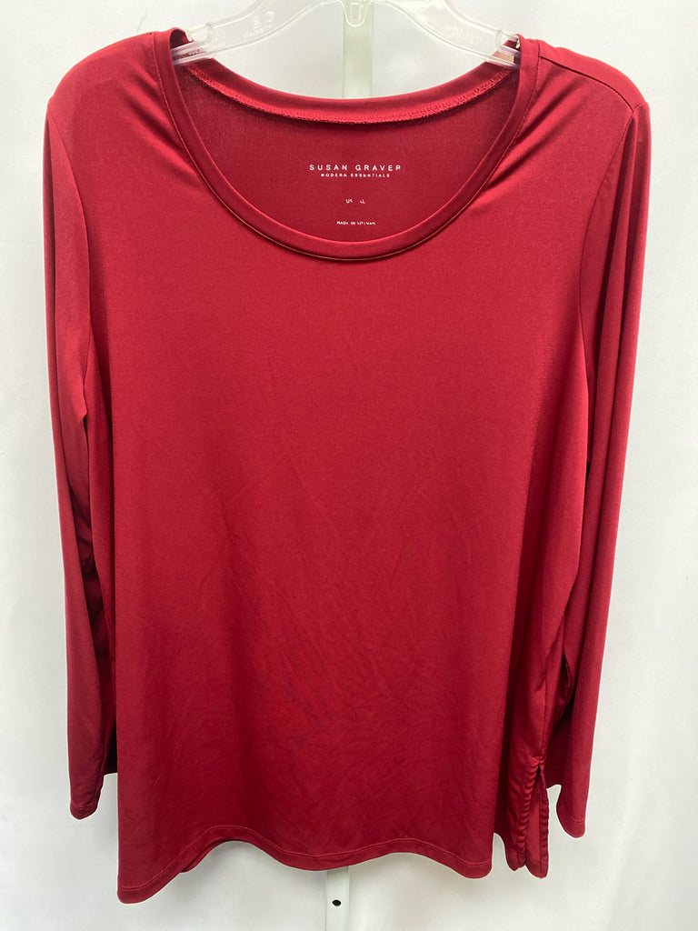 Susan Graver Size XL Burgundy Long Sleeve Top