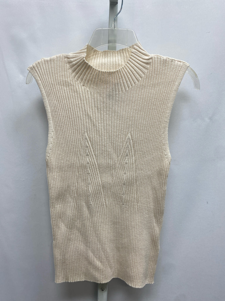 Cyrus Size Large Cream Sleeveless Top