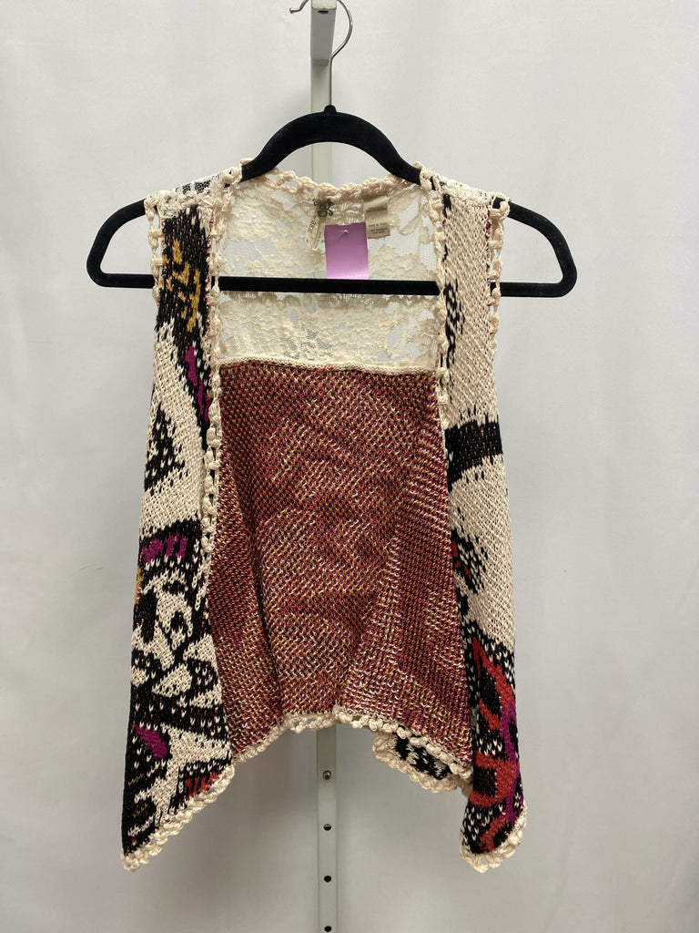 BKE Size Medium Cream Print Vest/Top