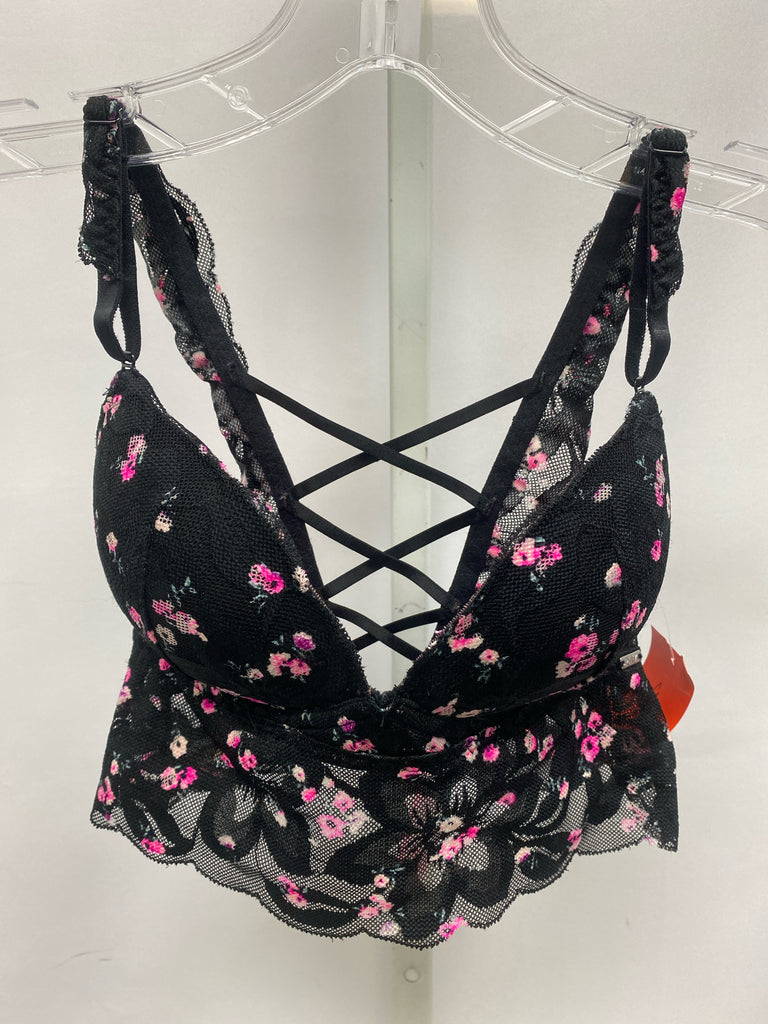 Size XS Pink Black Floral Bra