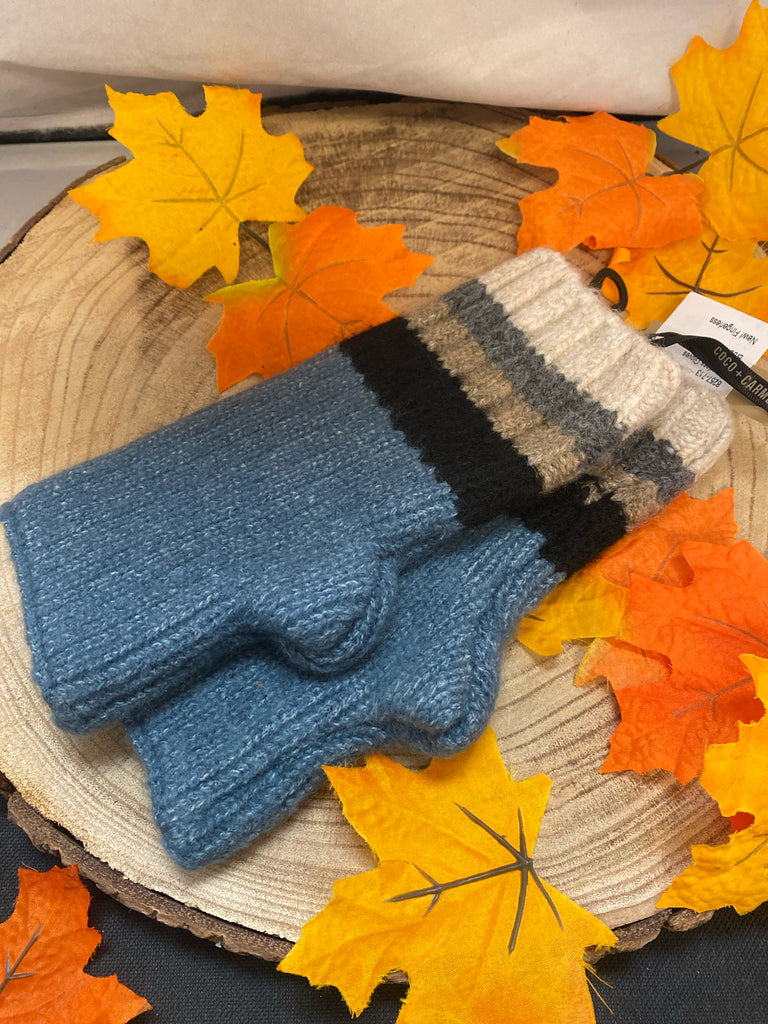 Coco + Carmen Blue Fingerless Gloves