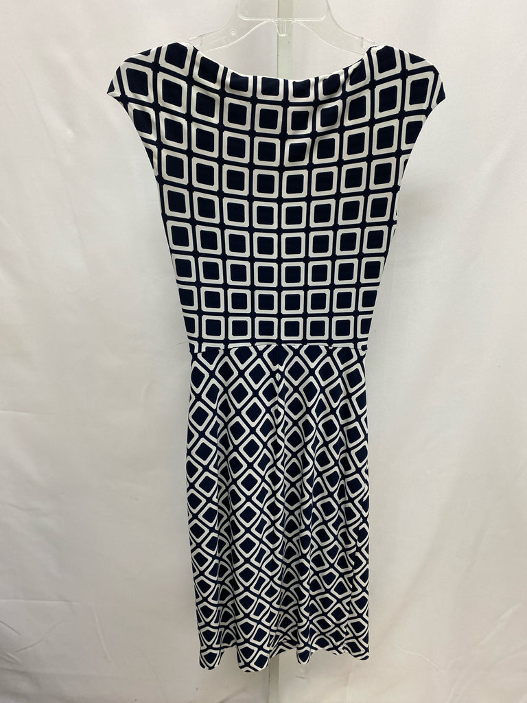 Size 2 lauren Navy/White Short Sleeve Dress