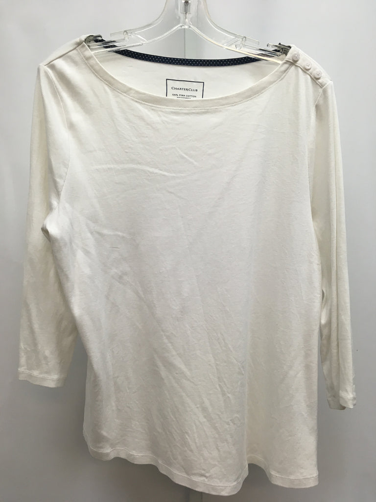 Charter Club Size XL White 3/4 Sleeve Top