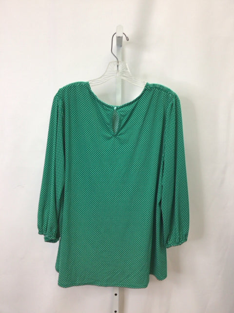 adrianna papell Size 2X Green/White 3/4 Sleeve Top