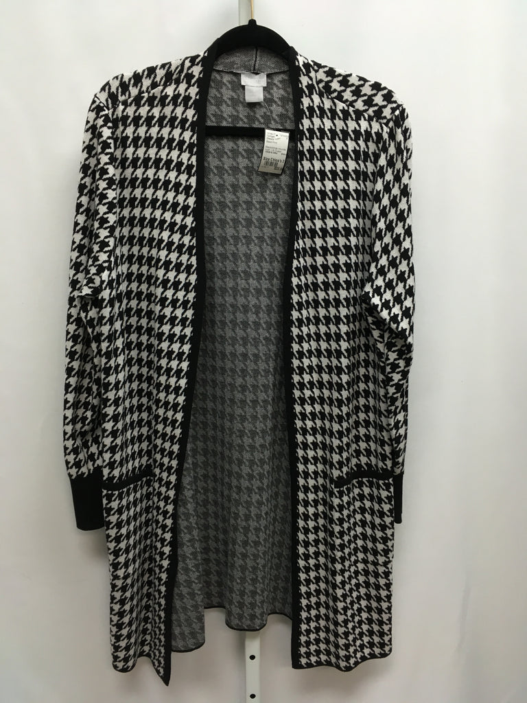Chico's Size Chico's 2 (Large) Black Print Cardigan