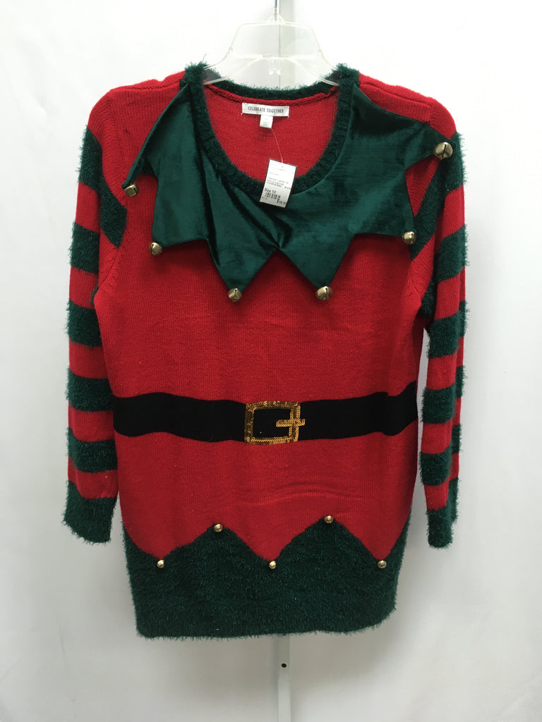 Size 1X Red/Green Holiday Themed Top