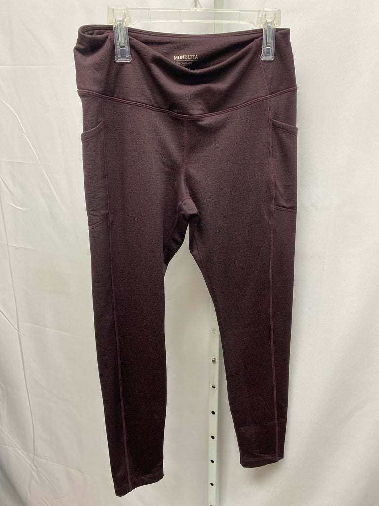 Mondetta Size Large Burgundy Print Leggings