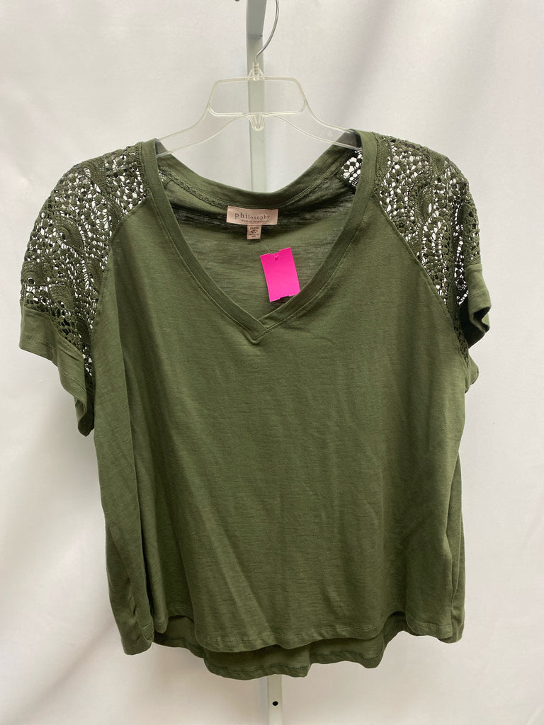 Philosophy Size 2X Army Green Short Sleeve Top