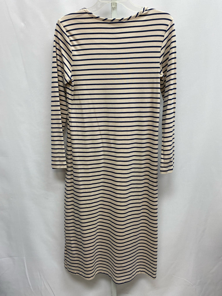 Size Small Lands End Cream Stripe Long Sleeve Dress