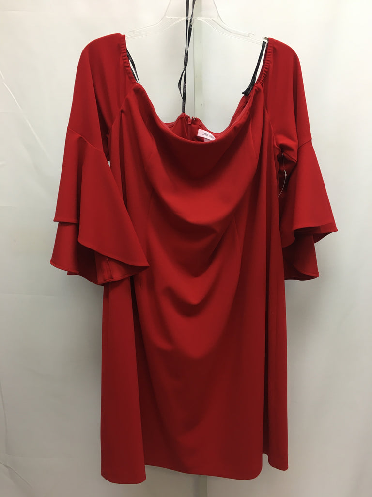 Size 24 Calvin Klein Red 3/4 Sleeve Dress