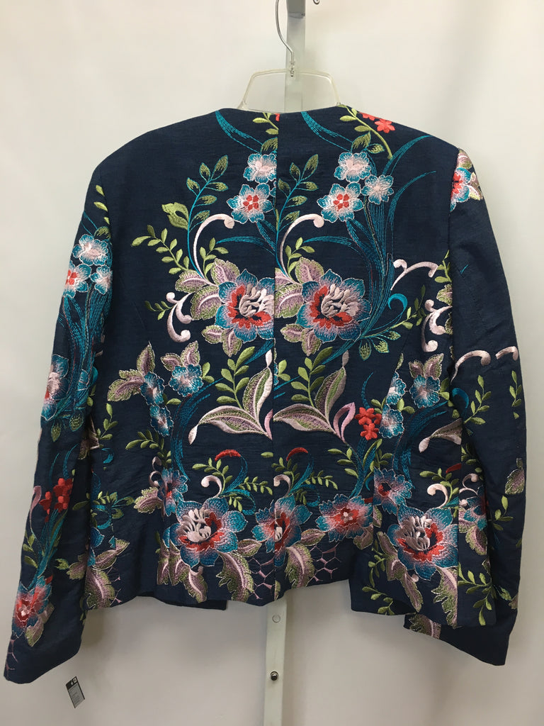 Tahari Size 10 Navy Floral Jacket