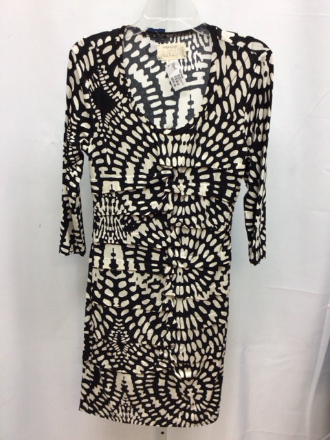 Size Large Artelier Black/Cream Long Sleeve Dress