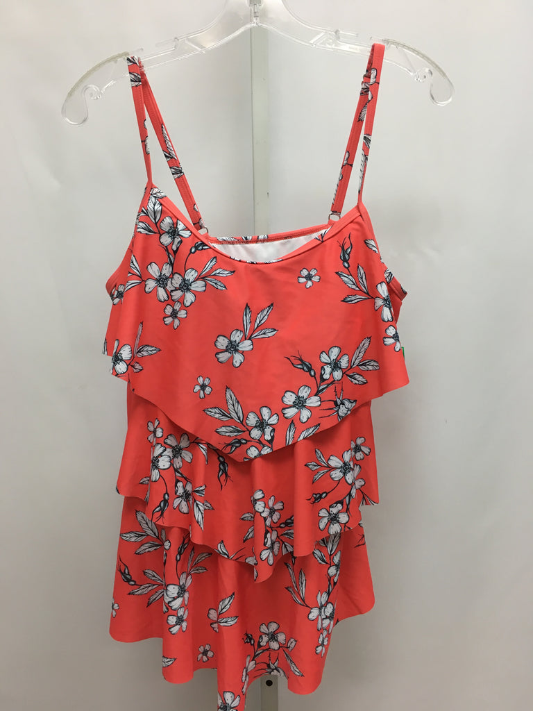 Size XL Coral/White Swimsuit Top Only