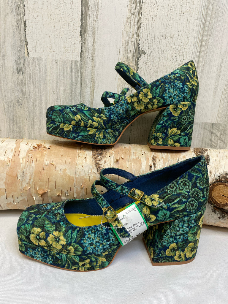 Size 9 Teal Floral Mary Janes