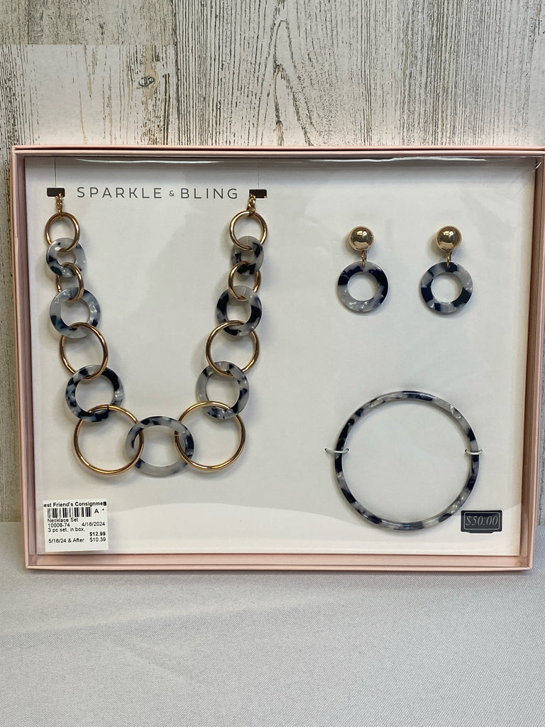 Sparkle & Bling Gray/Black Necklace Set