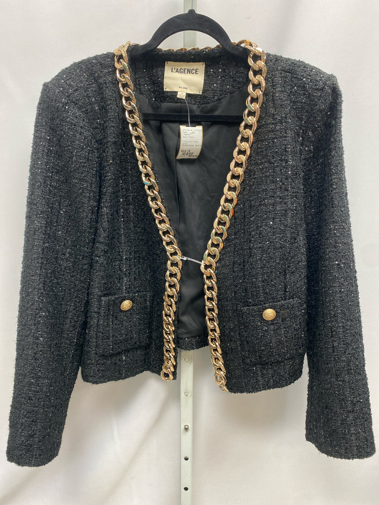 L'Agence Size 10 Black Tweed Blazer