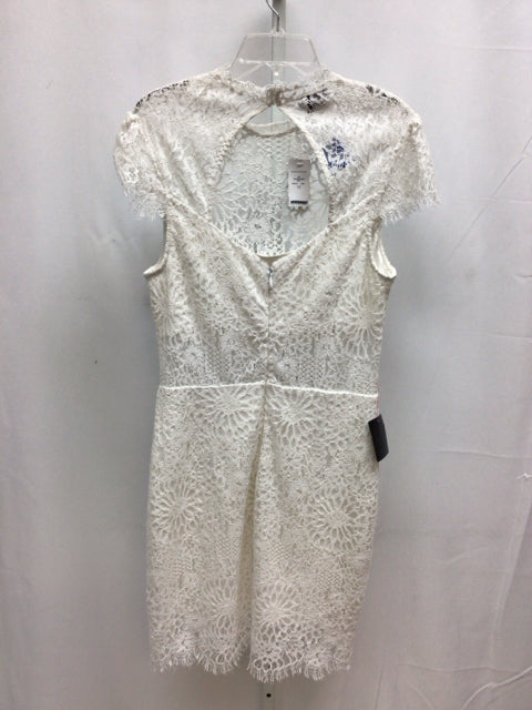 Size 12 bebe White Lacey Short Sleeve Dress