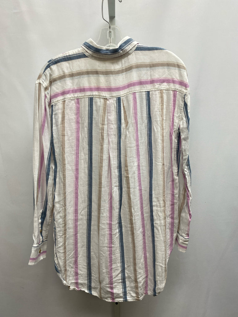 Caslon Size Small White Stripe Long Sleeve Top