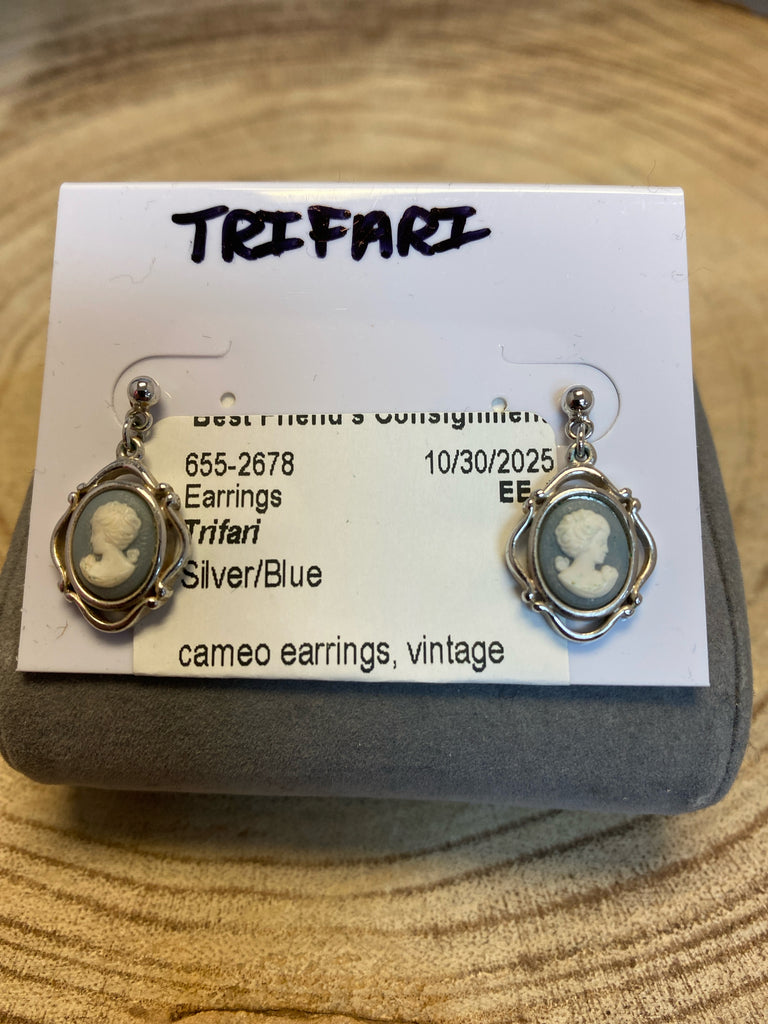 Trifari Silver/Blue Earrings