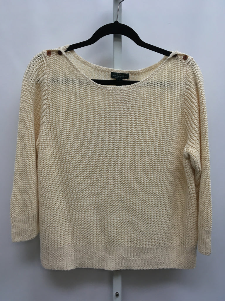 lauren Size XL Cream 3/4 Sleeve Sweater