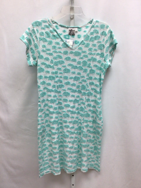Size Small parsley & sage White/Aqua Short Sleeve Dress