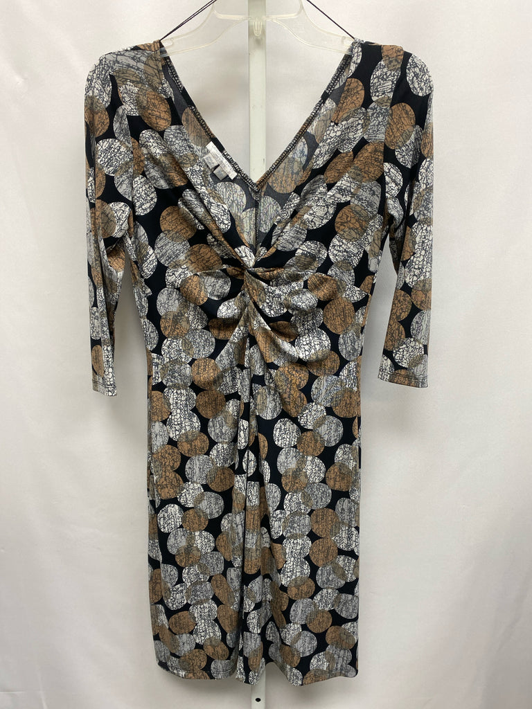 Size 10P London Times Black Print 3/4 Sleeve Dress