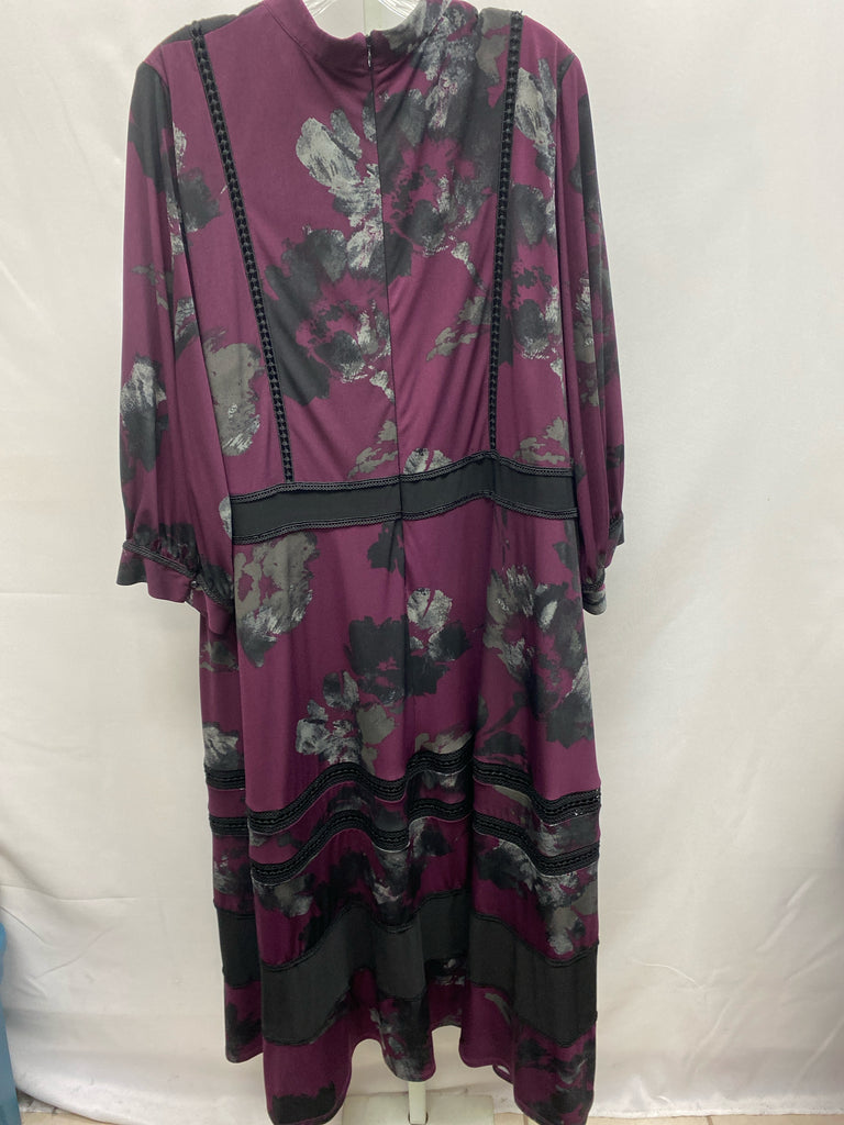 Size 22W Taylor Burgundy Long Sleeve Dress