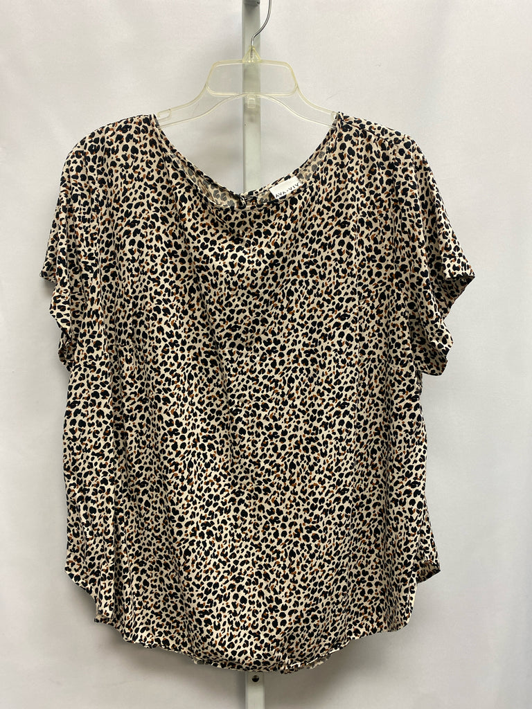 AVA & VIV Size 1X Tan Animal Short Sleeve Top