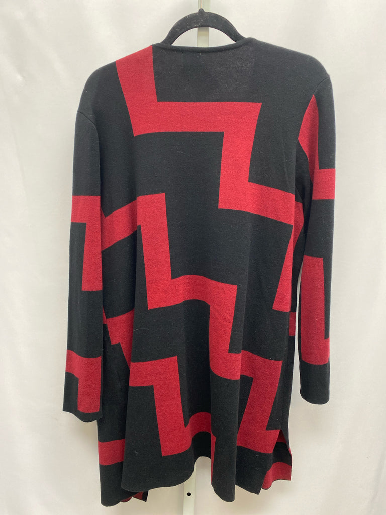 Anne Klein Size L/XL Black/Red Cardigan