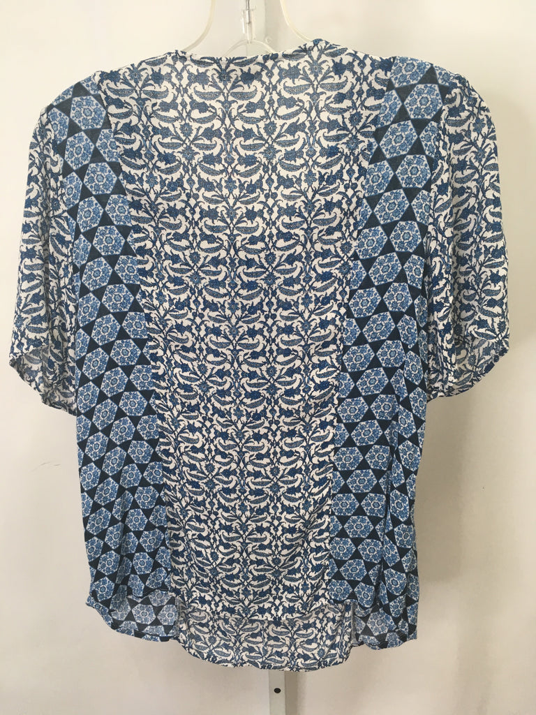 Lucky Brand Size Small Blue Print Short Sleeve Top