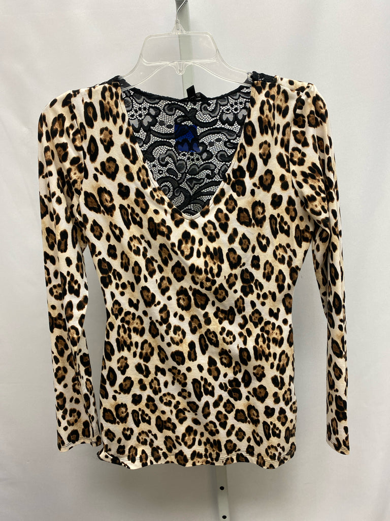 Guess Size Small Cream/Brown Long Sleeve Top