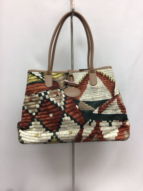 Longchamp Tan Print Designer Handbag