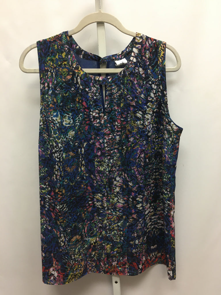 Cabi Size Large Blue Floral Sleeveless Top
