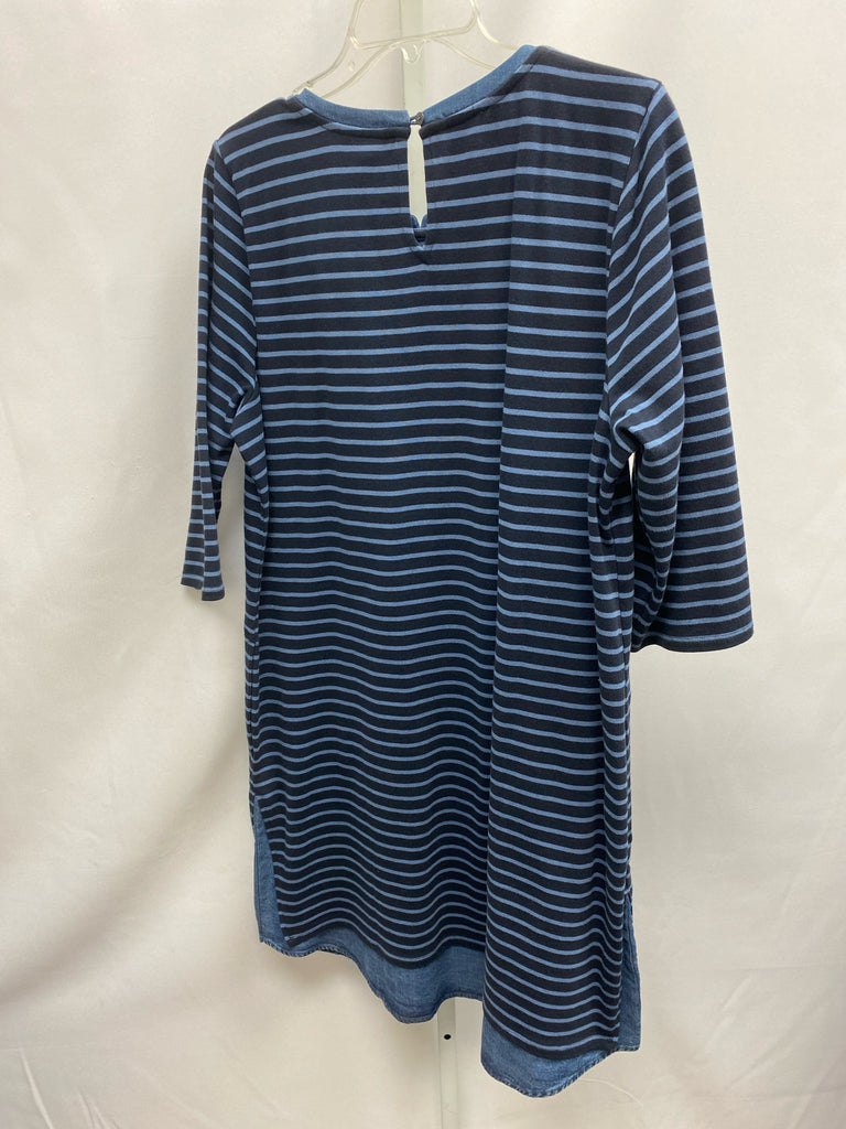 Size Large J.Jill Blue Stripe 3/4 Sleeve Dress