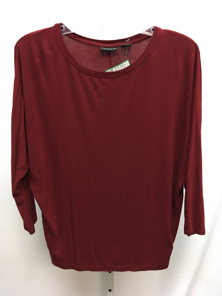 Tahari Size Small Burgundy 3/4 Sleeve Top